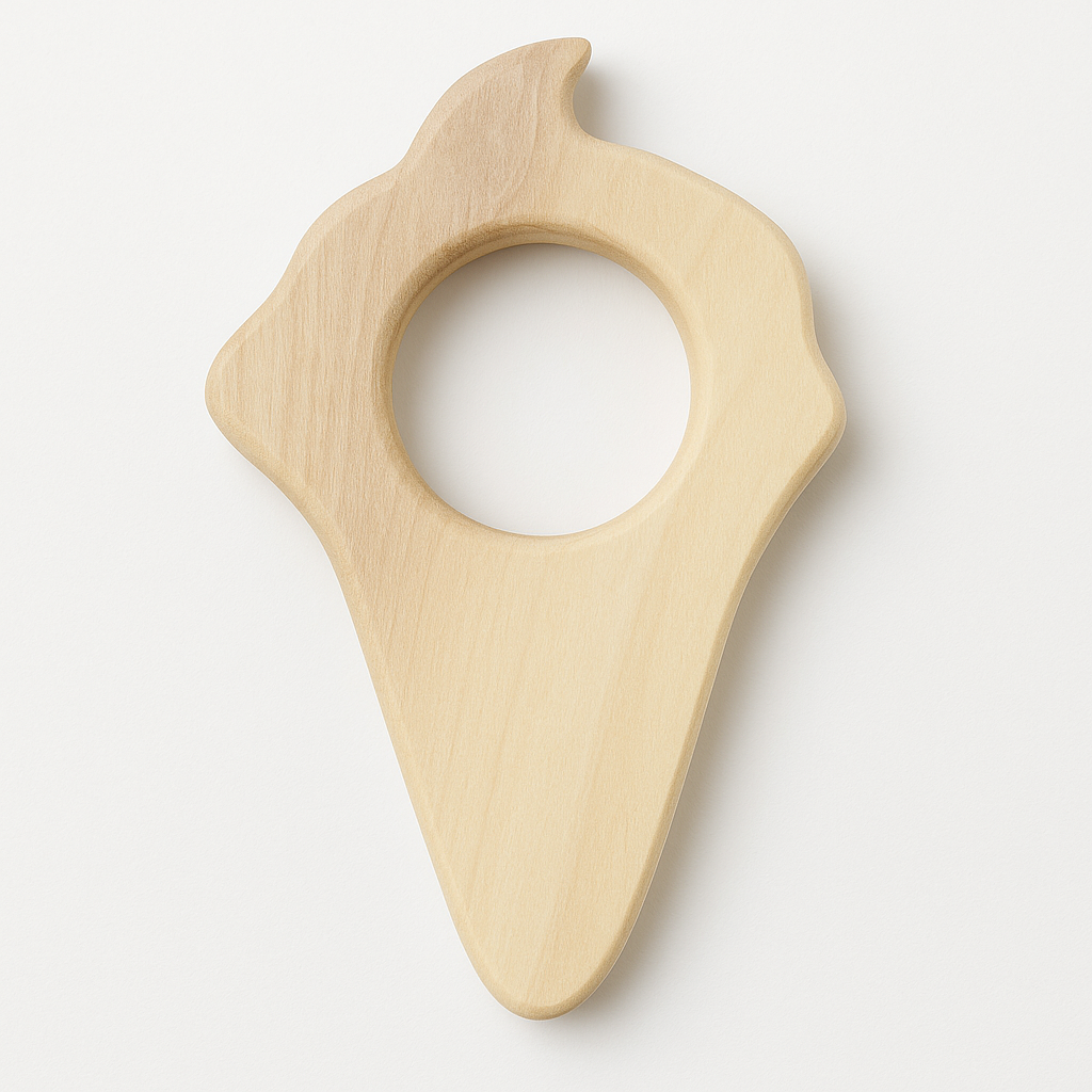 Toytopia Universe™ Natural Wooden Baby Teether Set | Eco-Friendly Wooden Teething Toy for Infants