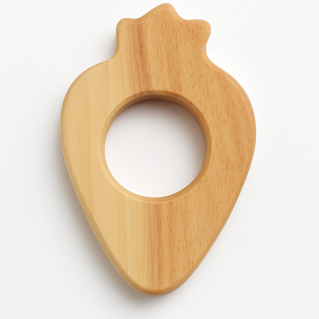 Toytopia Universe™ Natural Wooden Baby Teether Set | Eco-Friendly Wooden Teething Toy for Infants