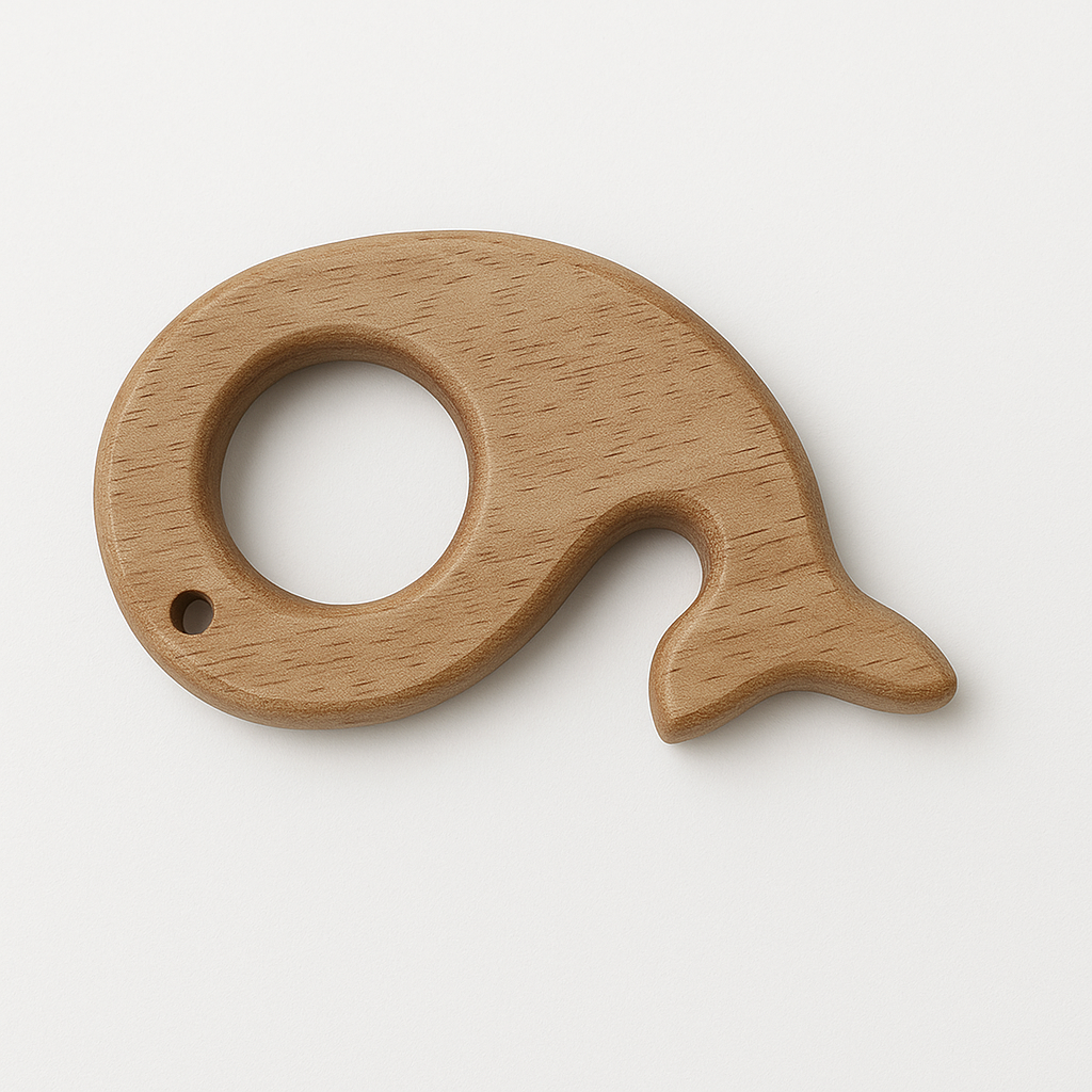 Toytopia Universe™ Natural Wooden Baby Teether Set | Eco-Friendly Wooden Teething Toy for Infants