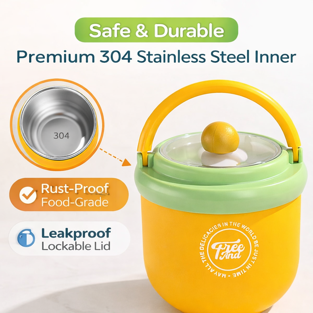 Premium Insulated Lunch Bowl for Kids | Stainless Steel Leakproof Tiffin (500–600 ml)