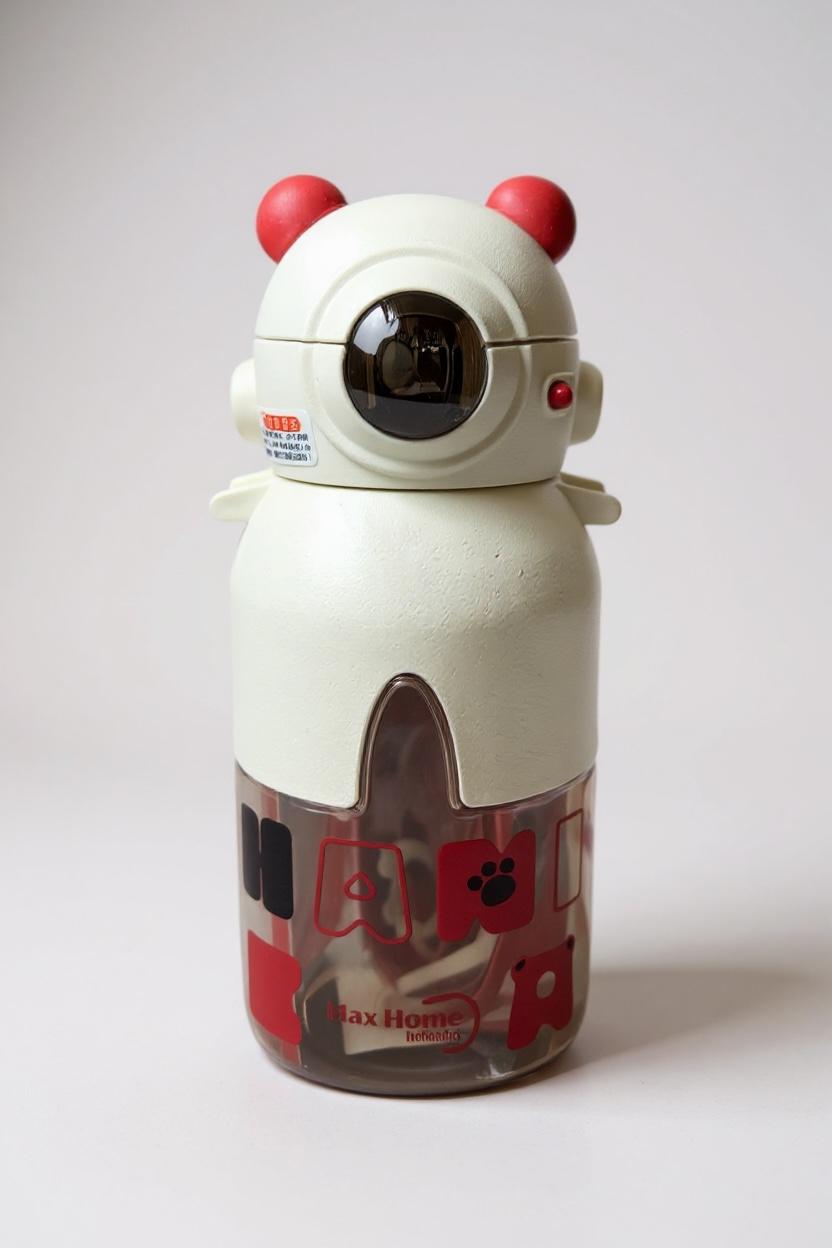 Premium Cute Robot Bear Kids Water Bottle with Straw β Leakproof Cartoon Sipper (500ml)