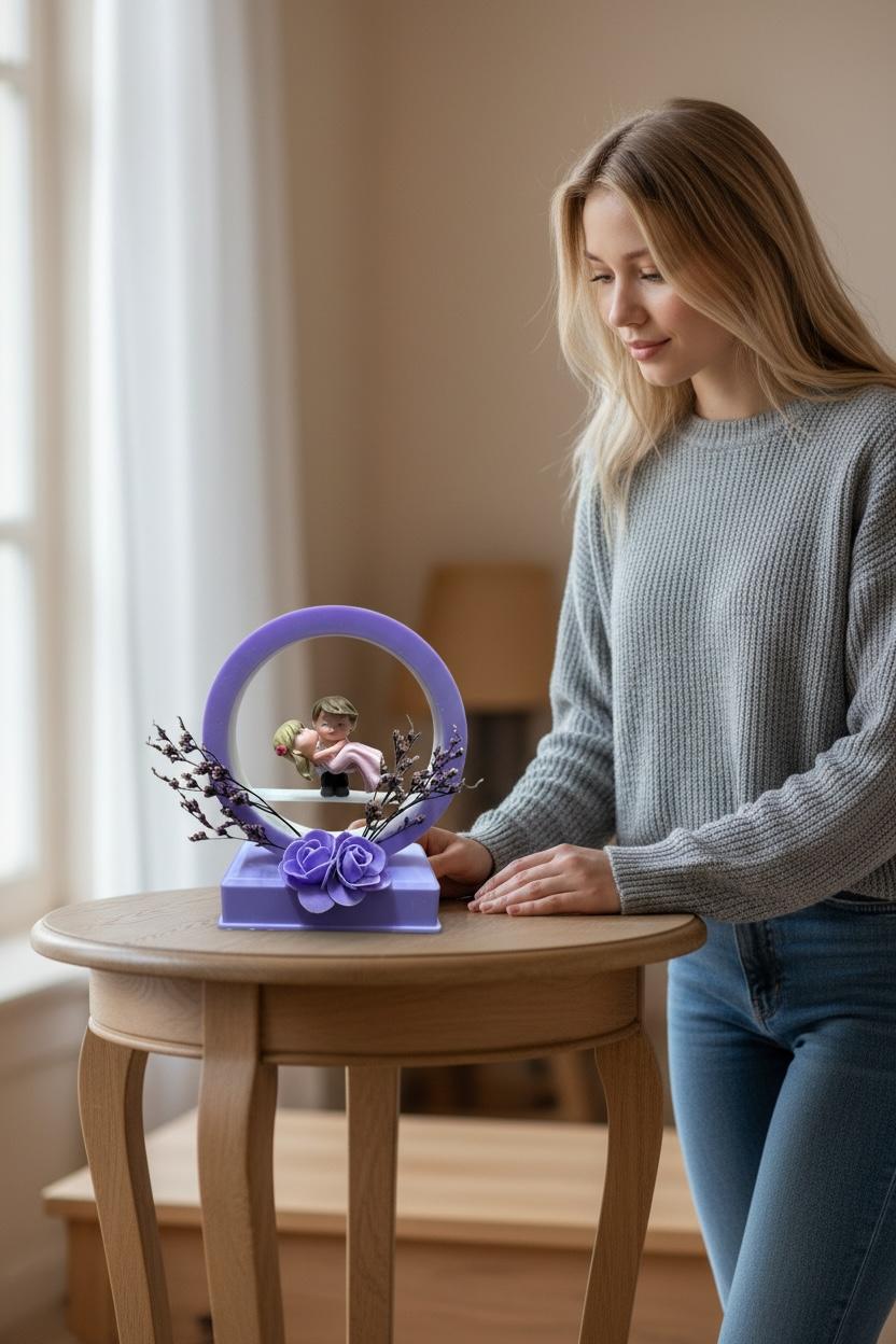 Romantic Couple LED Showpiece with Music | Battery Operated Decorative Light & Musical Showpiece for Home, Anniversary & Valentine Gift