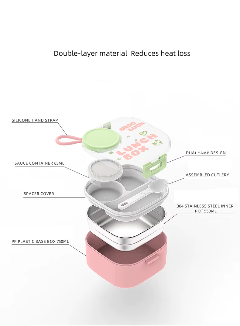 Toytopiya Kids Lunch Box with 304 Stainless Steel Inner | Leak Proof Bento Box with Sauce Container | 3 Compartment Tiffin Box for School | BPA Free, Compact & Portable