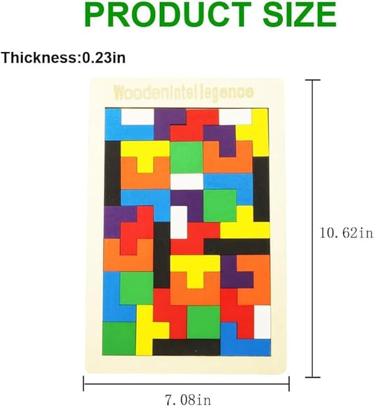 Toytopia Universe Wooden Tetris Puzzle Board – Montessori Brain Development Toy for Kids | Colorful Wooden Blocks Puzzle for Logical Thinking, Creativity & Fun