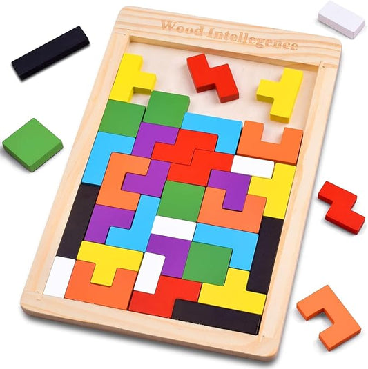 Toytopia Universe Wooden Tetris Puzzle Board – Montessori Brain Development Toy for Kids | Colorful Wooden Blocks Puzzle for Logical Thinking, Creativity & Fun