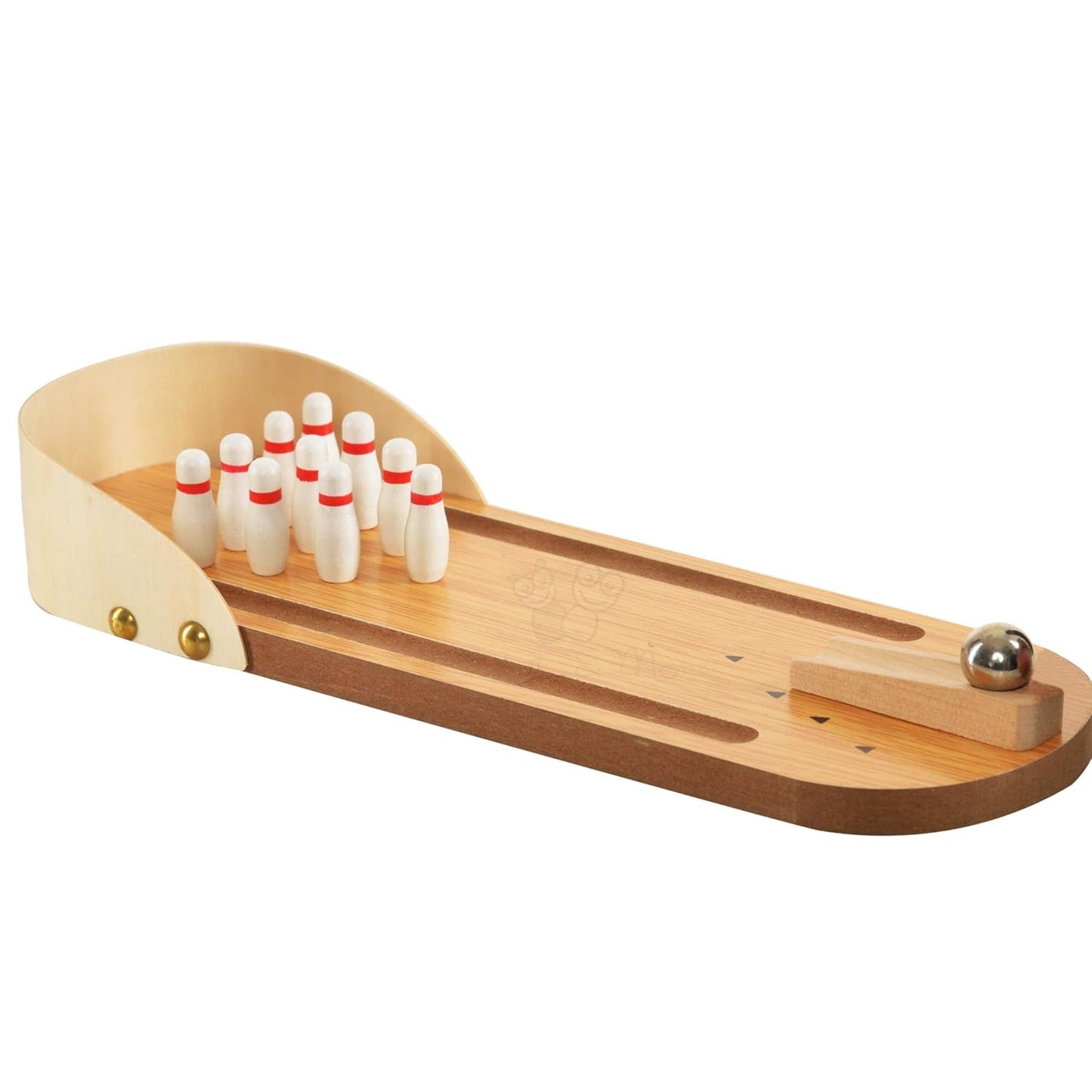 Toytopia Universe Mini Wooden Bowling Game – Tabletop Desktop Toy for Kids & Adults | Fun Indoor Skill Game | Wooden Board with Pins & Metal Ball