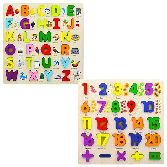 Toytopia Wooden Alphabet & Number Puzzle Board