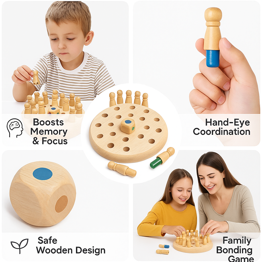 Wooden Memory Matching Peg Game