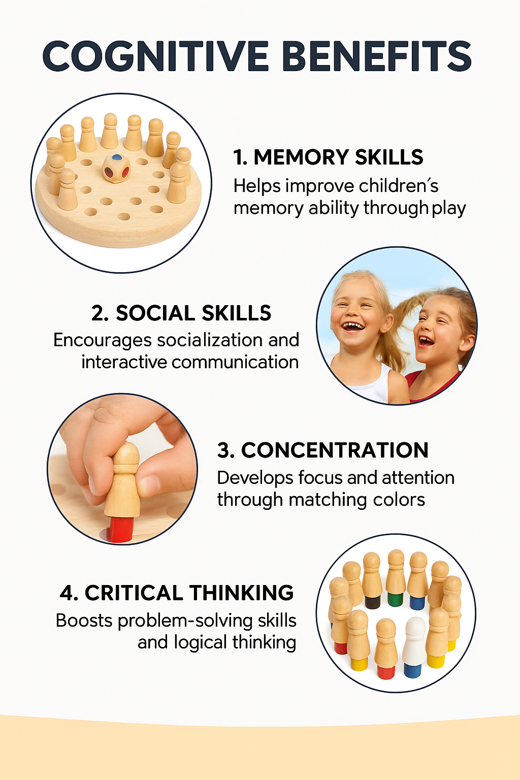 Wooden Memory Matching Peg Game