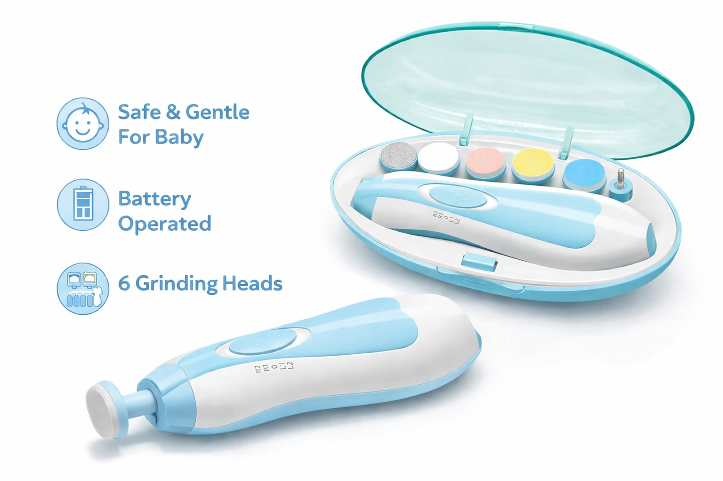 Premium Electric Baby Nail Trimmer – 6 Grinding Heads