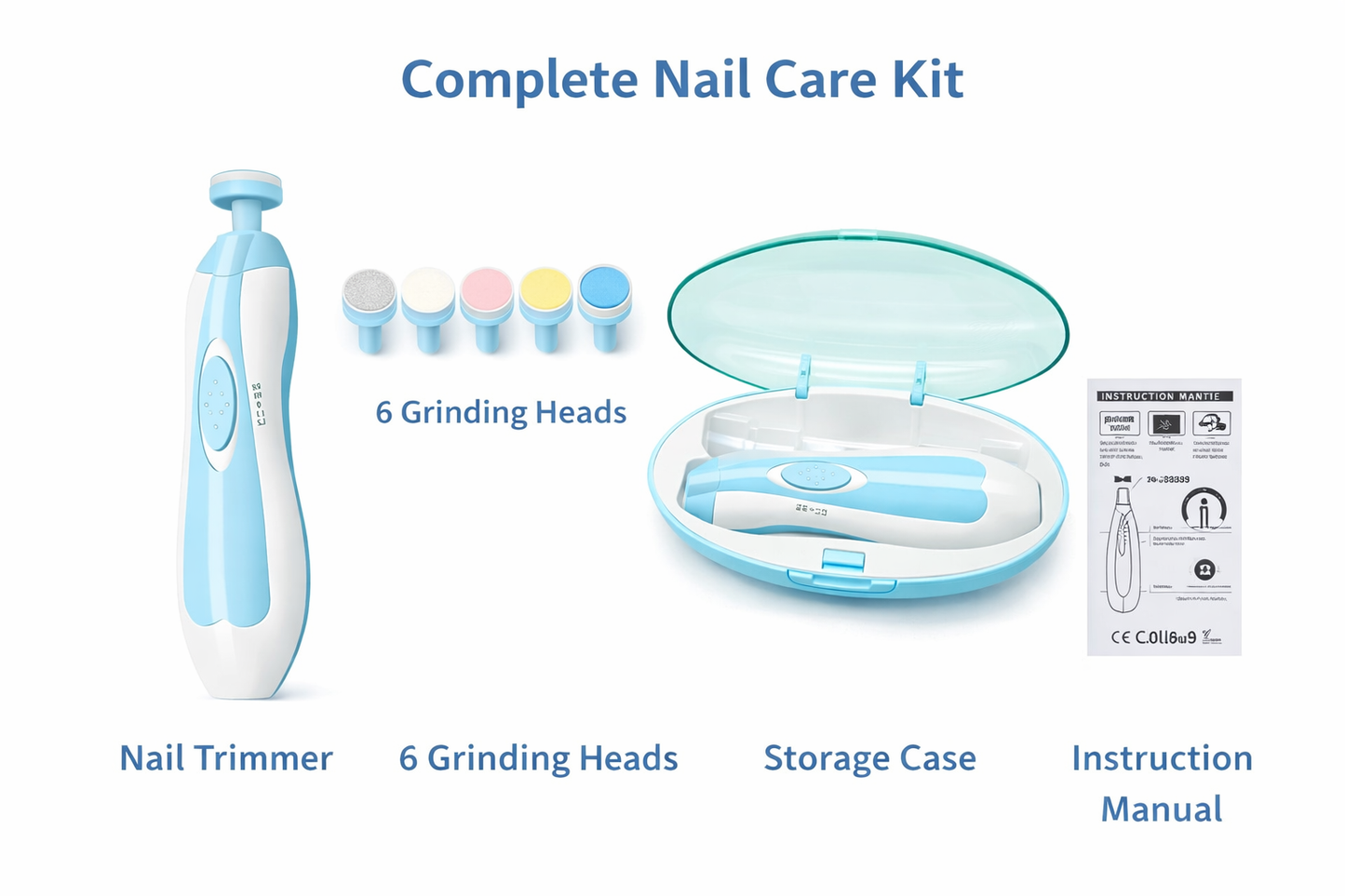 Premium Electric Baby Nail Trimmer – 6 Grinding Heads