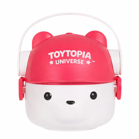Toytopia Universe™ Kids Lunch Box 800ML | 304 Stainless Steel Inner Bowl | Leak-Proof Double Layer Tiffin Box | Cute Bear Design with Handle | School Lunch Box for Boys & Girls