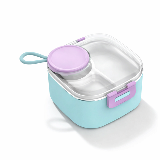 Toytopiya Kids Lunch Box with 304 Stainless Steel Inner | Leak Proof Bento Box with Sauce Container | 3 Compartment Tiffin Box for School | BPA Free, Compact & Portable