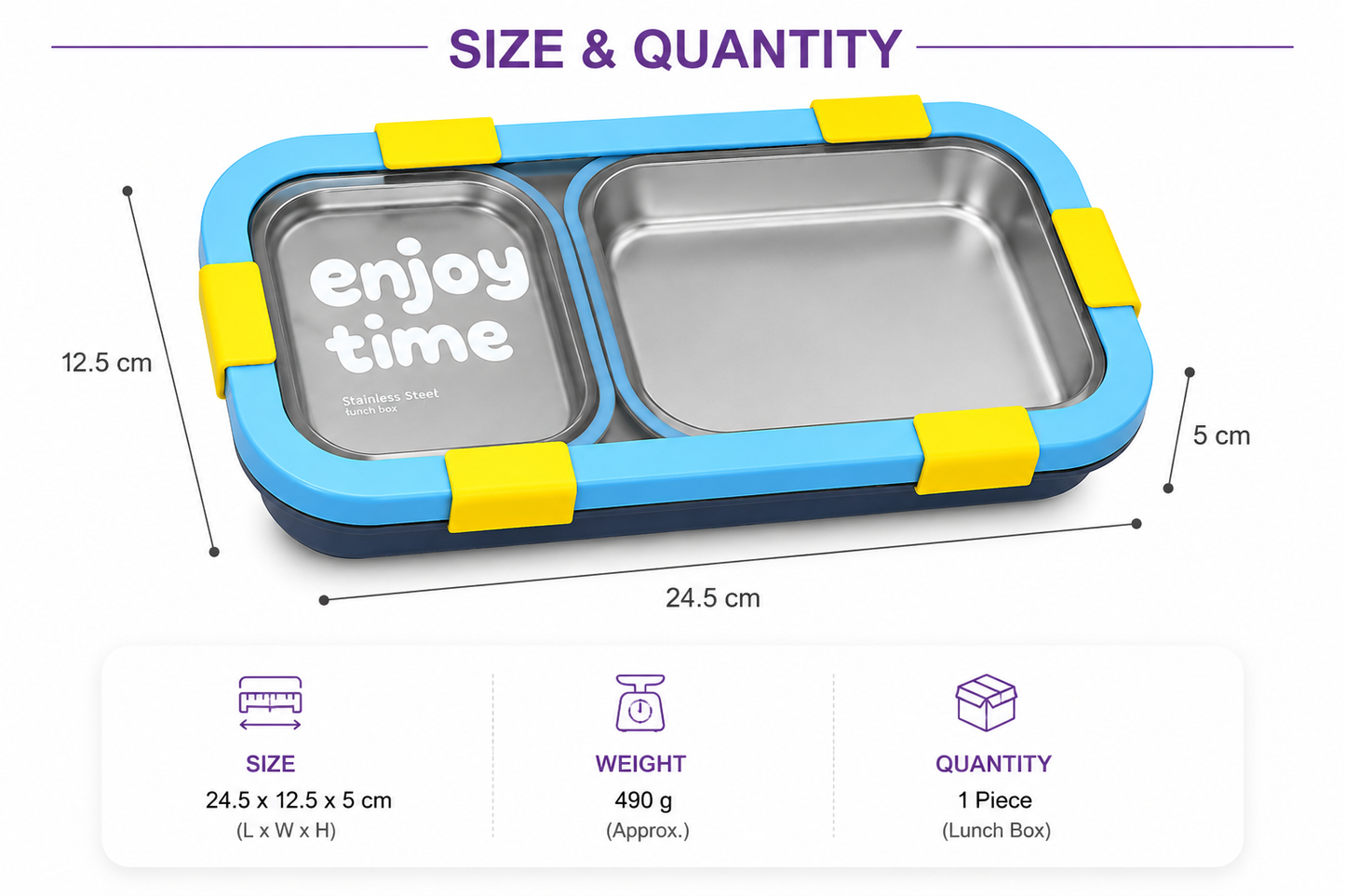 1000ml Stainless Steel Kids Lunch Box with Spoon & Fork – Leak Resistant Bento Lunch Container for School, Office & Travel