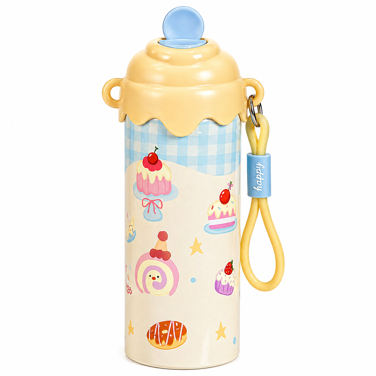 Toytopiya Kids Water Bottle 600ml – SUS 316 Stainless Steel Interior, BPA Free, Leak-Proof Cartoon Bottle with Strap