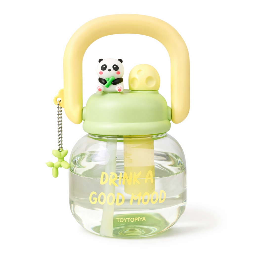 Toytopia Panda Kids Water Bottle – 800ML Leakproof BPA Free Sipper Bottle with Straw & Infuser