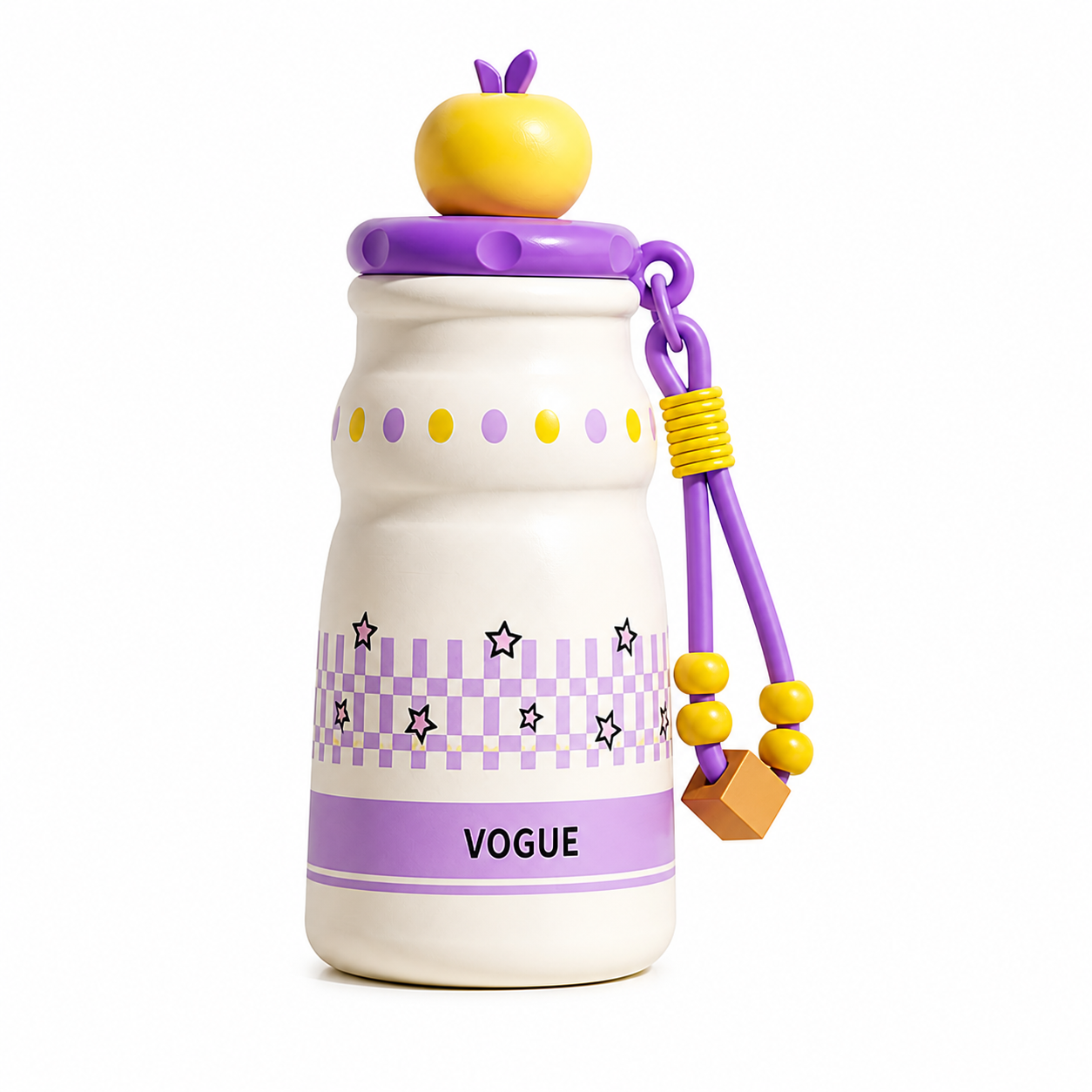 Kids Stainless Steel Insulated Water Bottle with Straw & Cute Apple Lid – 480ml Leak Proof Bottle for School, Travel & Daily Use