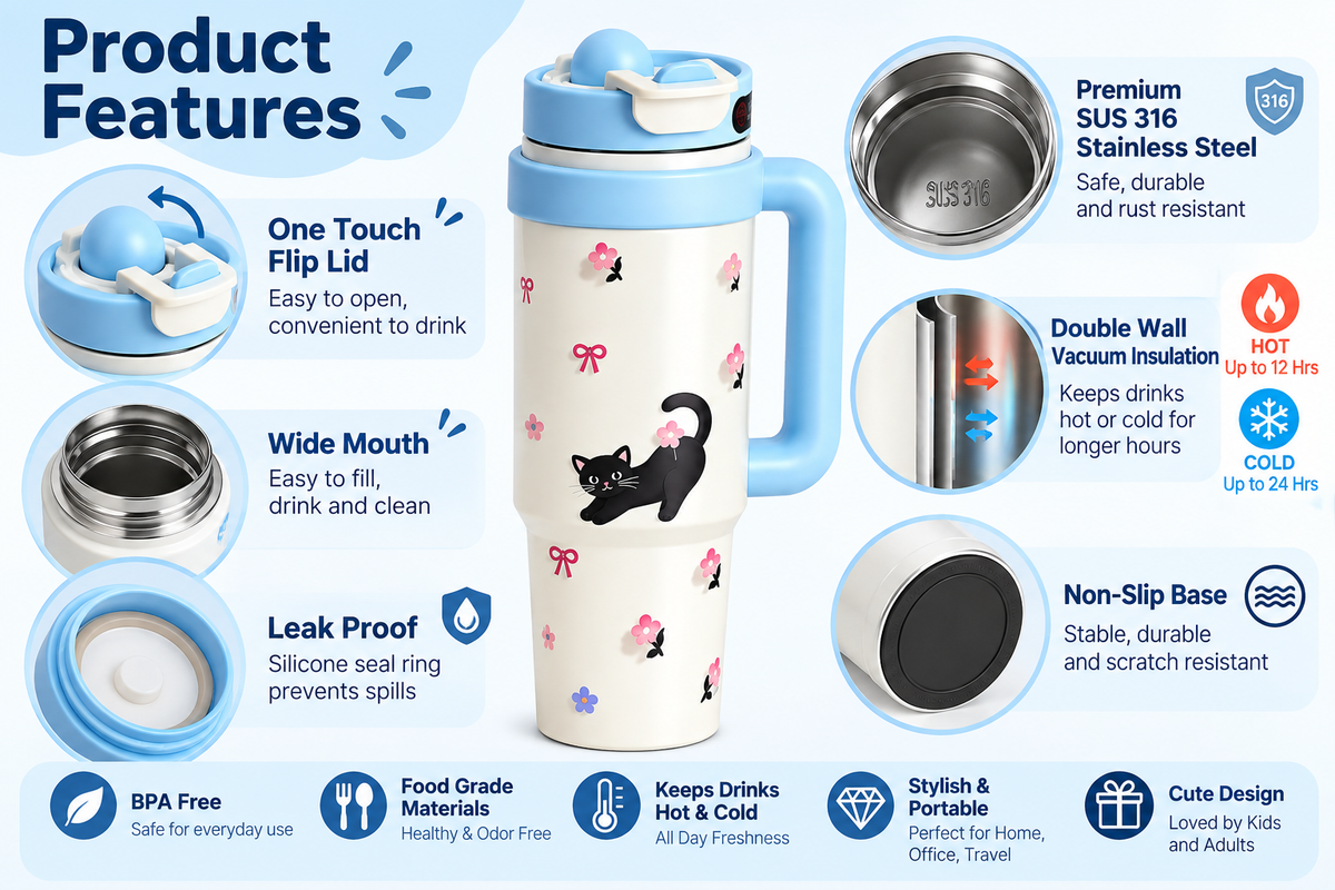 ToyTopia Universe 1000 ML Insulated Stainless Steel Water Bottle with Handle