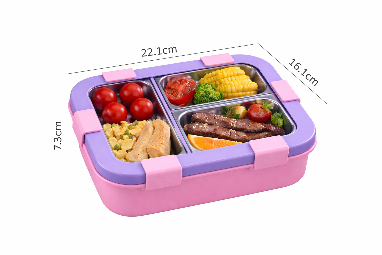 Kids Lunch Box with 4 Compartments | Leak-Proof Bento Box with Silicone Seal | BPA Free | Stainless Steel Interior | With Spoon & Fork | Ideal for School & Office