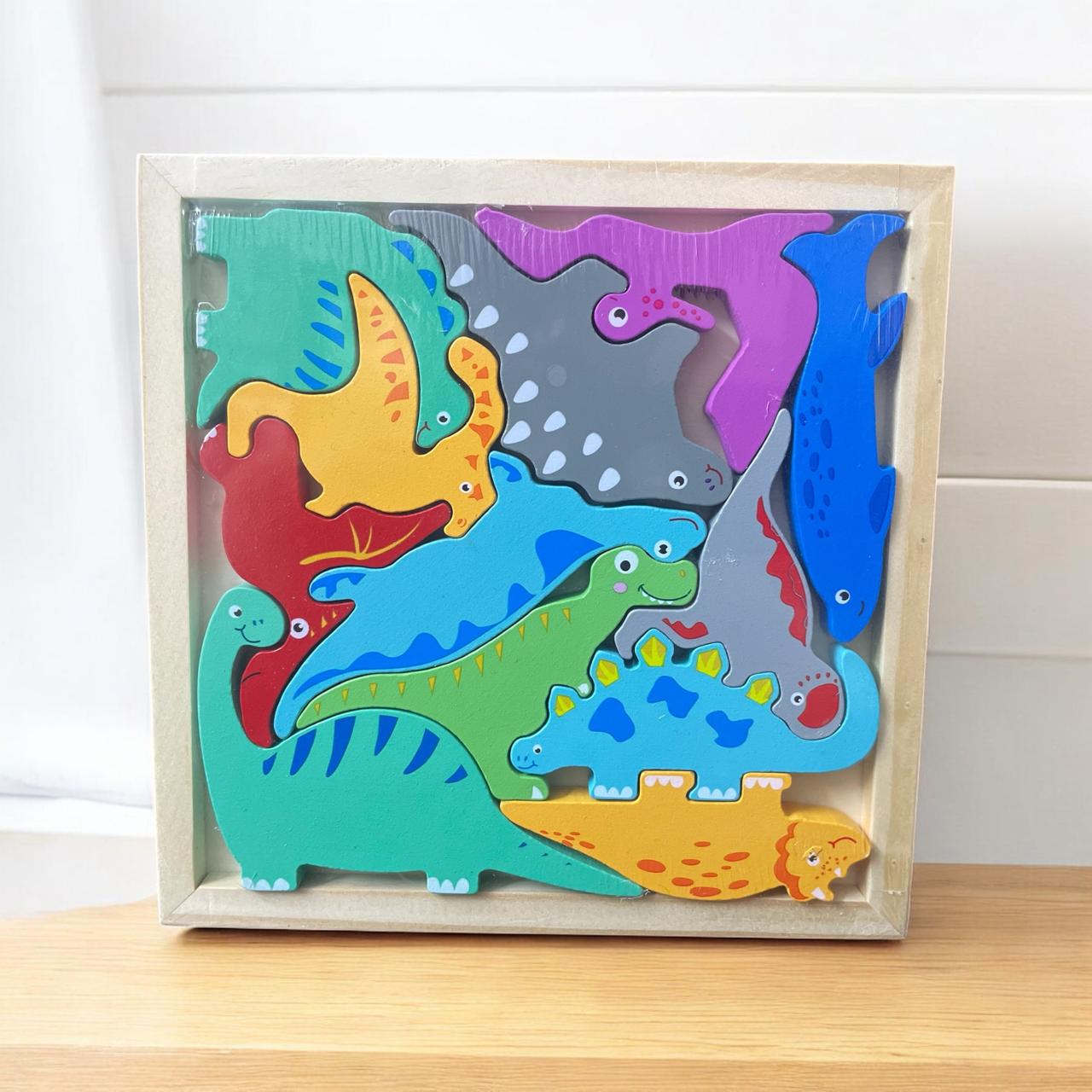 Toytopia Universe Wooden Dinosaur Puzzle for Kids – Colorful Animal Jigsaw Brain Development Toy for Early Learning & Montessori Education