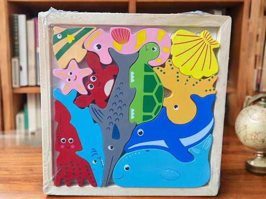Toytopia Universe Wooden Sea Animals Puzzle for Kids – Ocean Theme Montessori Jigsaw Learning Toy for Toddlers & Preschoolers