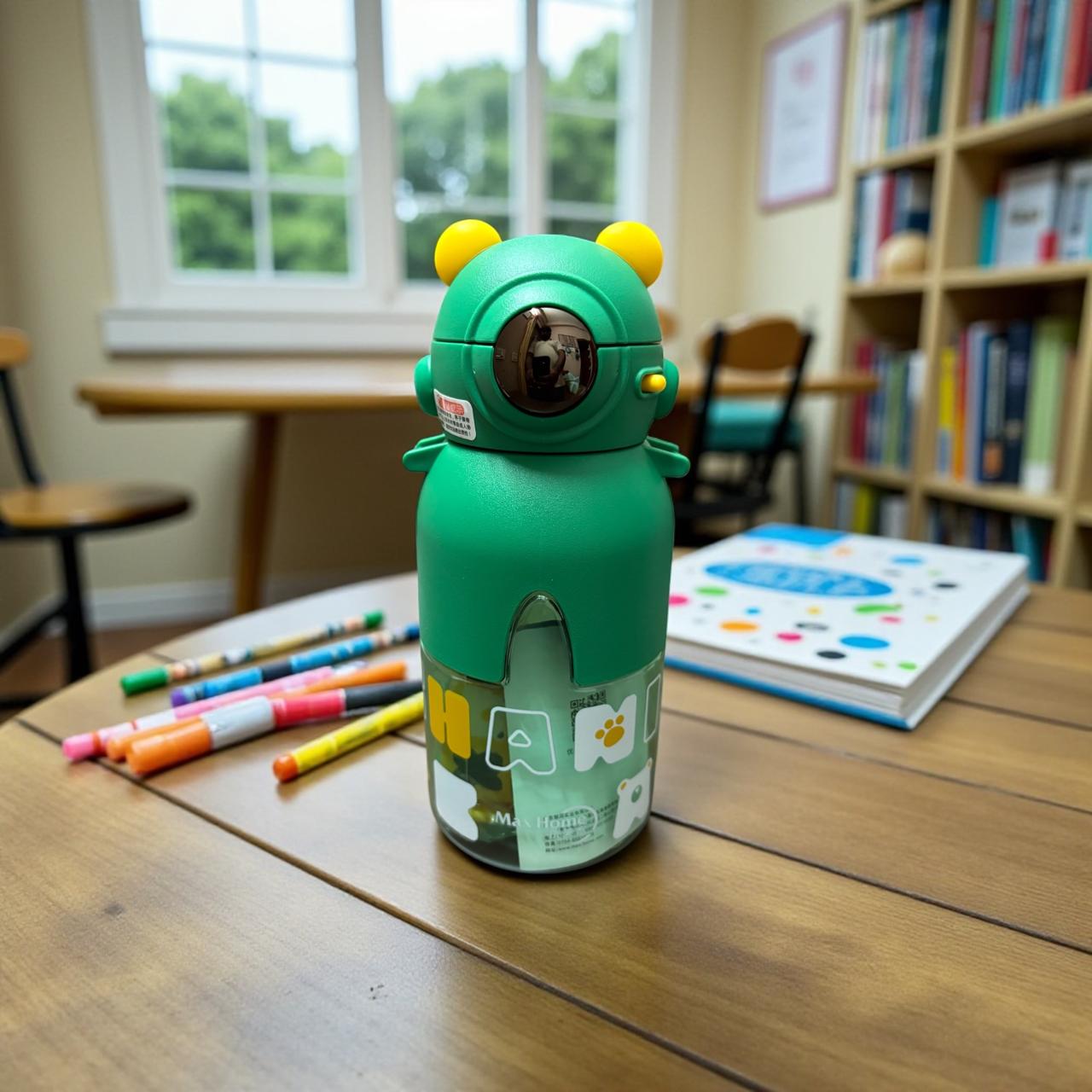Premium Cute Robot Bear Kids Water Bottle with Straw – Leakproof Cartoon Sipper (500ml)