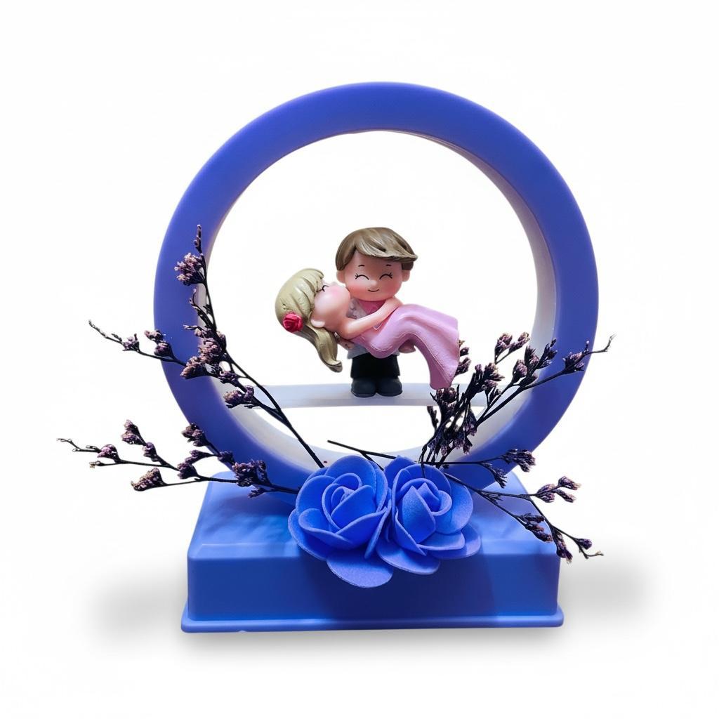 Romantic Couple LED Showpiece with Music | Battery Operated Decorative Light & Musical Showpiece for Home, Anniversary & Valentine Gift