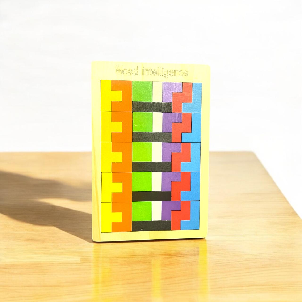 Toytopia Universe Wooden Tetris Puzzle Board – Montessori Brain Development Toy for Kids | Colorful Wooden Blocks Puzzle for Logical Thinking, Creativity & Fun