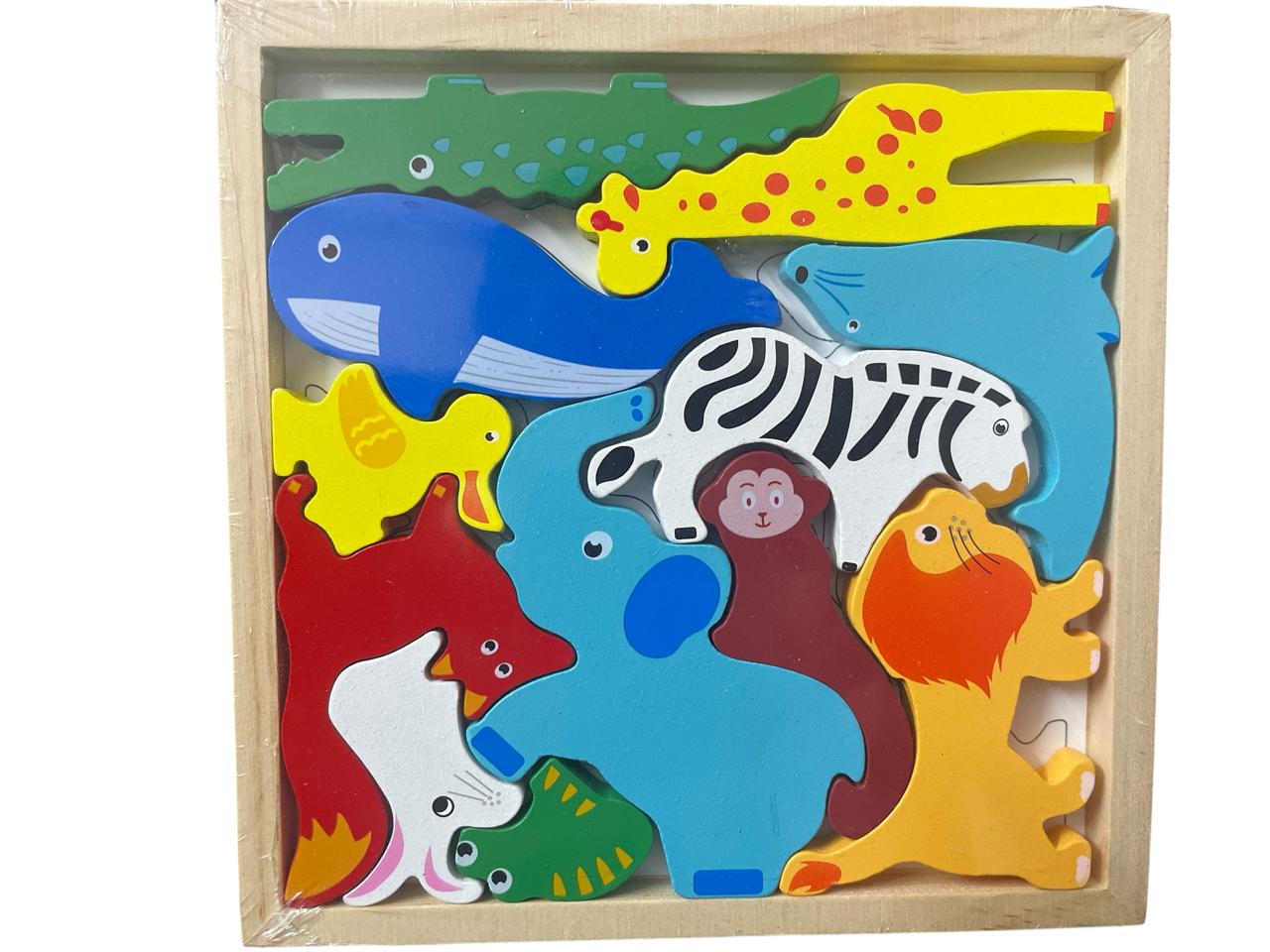 Toytopia Universe Wooden Animal Puzzle for Kids – Colorful Safari & Sea Animal Jigsaw Montessori Learning Toy for Toddlers