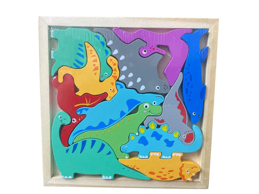 Toytopia Universe Wooden Dinosaur Puzzle for Kids – Colorful Animal Jigsaw Brain Development Toy for Early Learning & Montessori Education