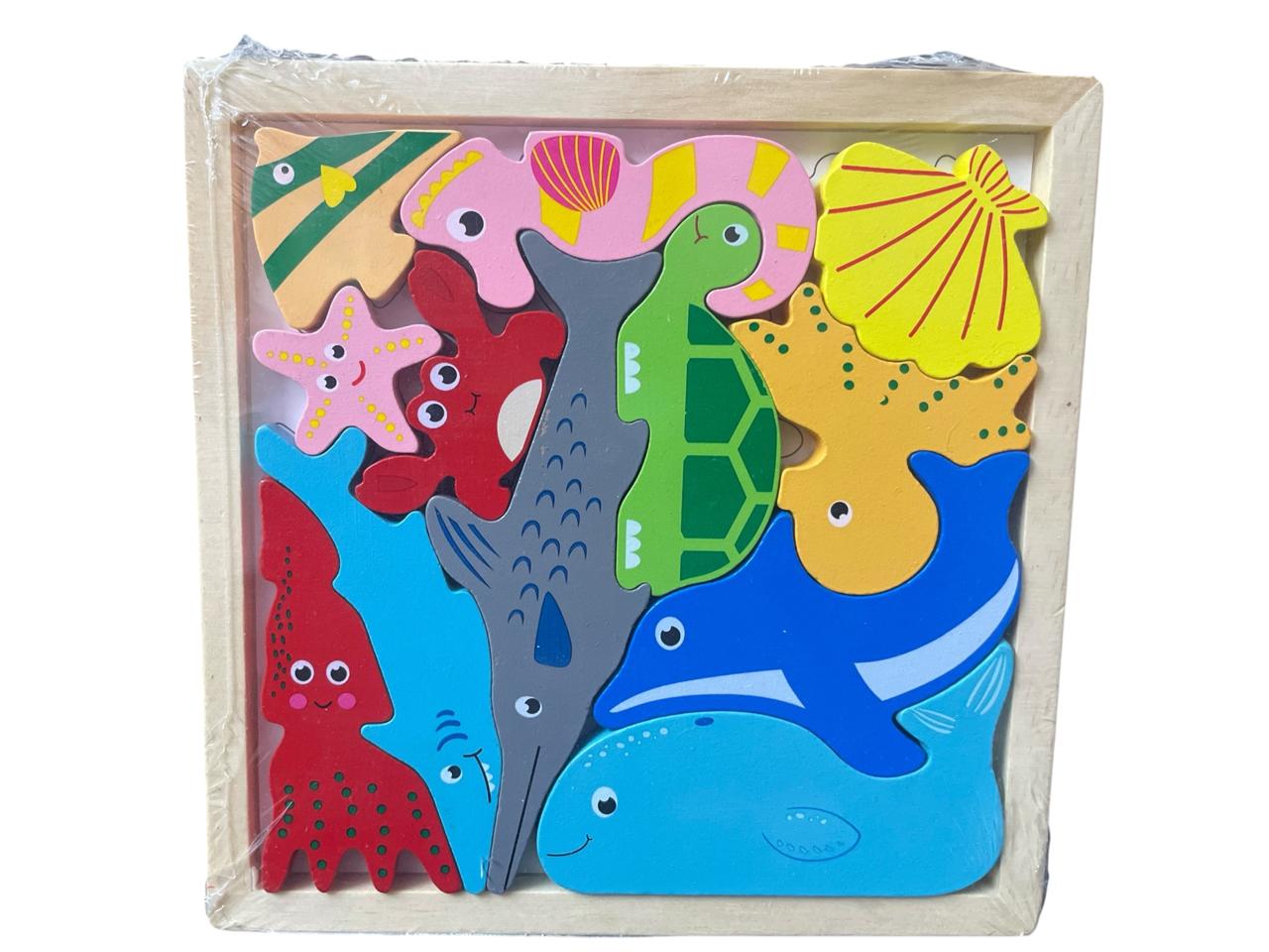 Toytopia Universe Wooden Sea Animals Puzzle for Kids – Ocean Theme Montessori Jigsaw Learning Toy for Toddlers & Preschoolers