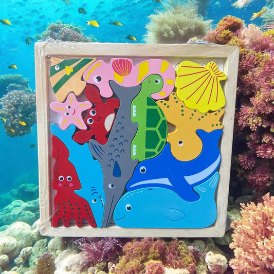 Toytopia Universe Wooden Sea Animals Puzzle for Kids – Ocean Theme Montessori Jigsaw Learning Toy for Toddlers & Preschoolers