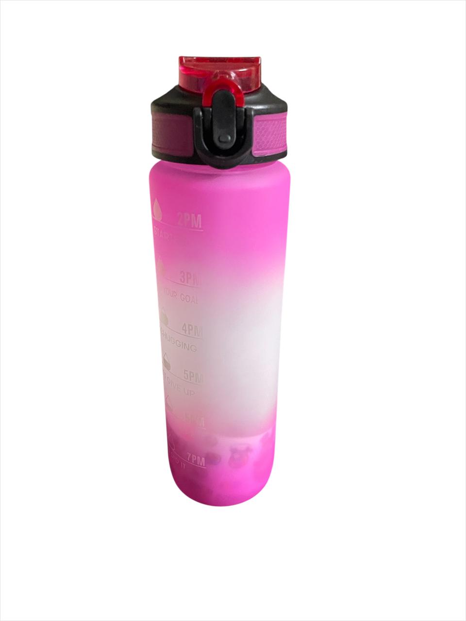 Toytopia Universe Motivational Water Bottle with Time Marker – Leakproof, BPA Free, 1 Liter, Gradient Colors, with Straw & Strap