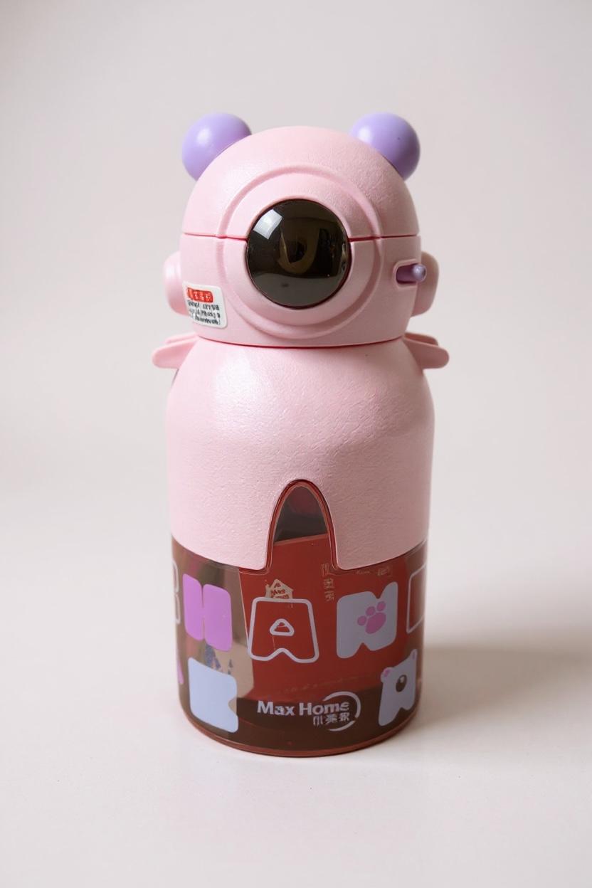 Premium Cute Robot Bear Kids Water Bottle with Straw – Leakproof Cartoon Sipper (500ml)