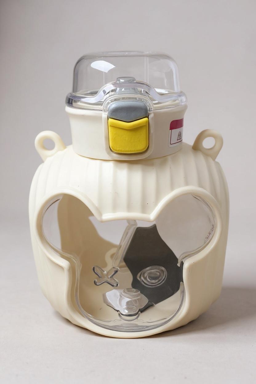 Cute Bear Shape Kids Water Bottle with Straw – Leakproof Cartoon Sipper (900ml)