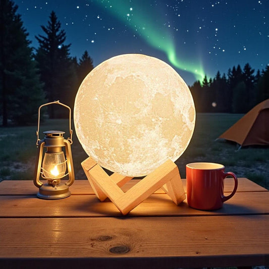 3D Moon Lamp LED Night Light | Color-Changing Moon Light with Wooden Stand