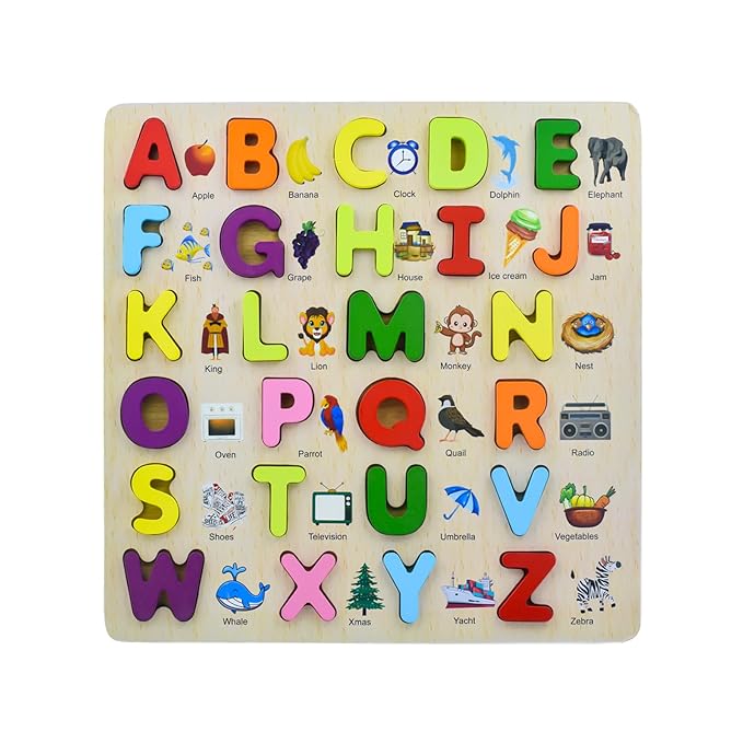 Toytopia Wooden Alphabet & Number Puzzle Board