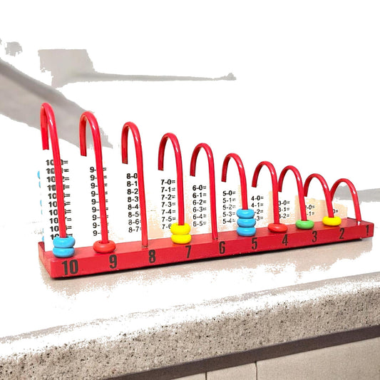 Toytopia Universe Wooden Montessori Subtraction Learning Toy – Number Counting & Math Practice Board with Beads for Kids